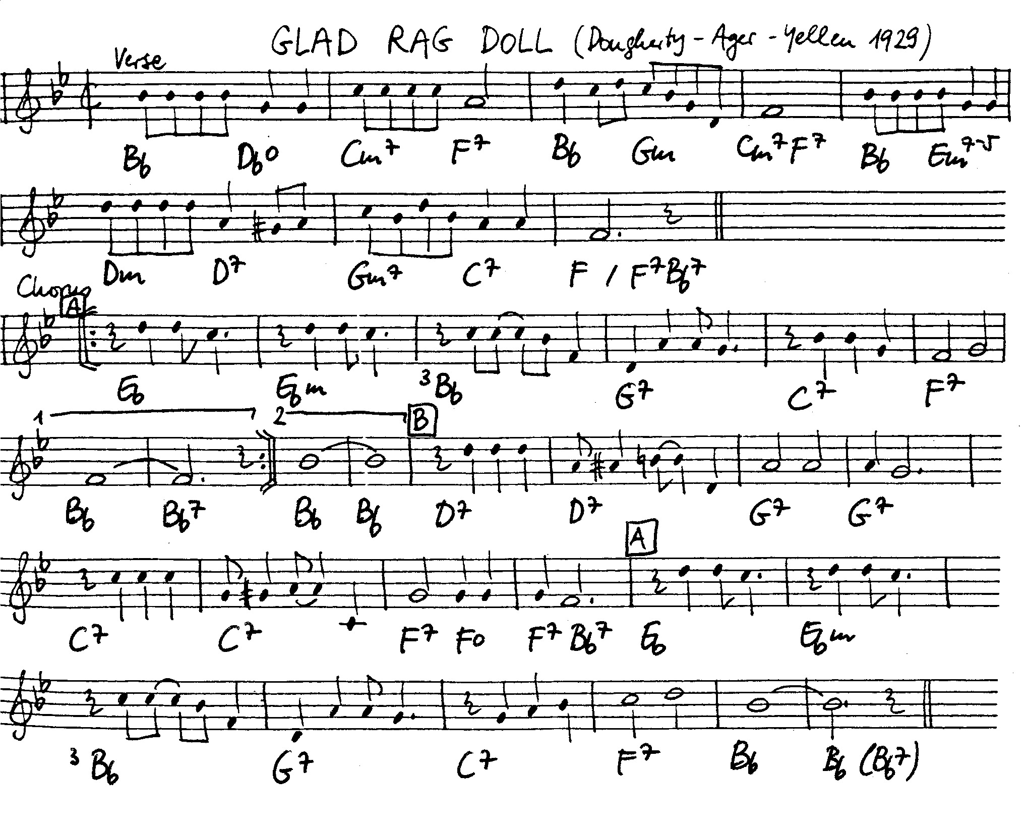 glad rag doll leadsheet – book us for your next 20s or gatsby event